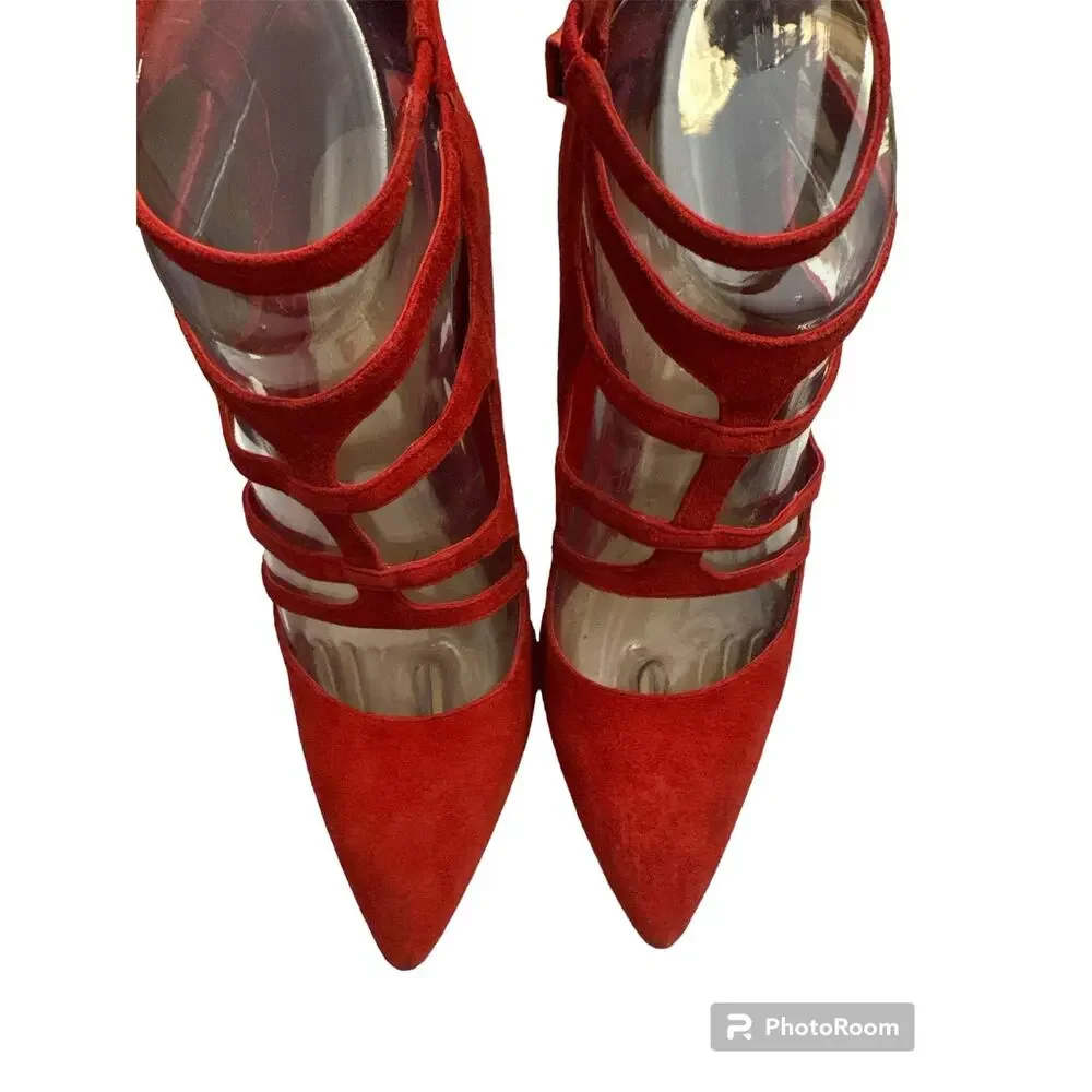 Bcbgeneration Cherry Red 4 Inch Sexy High Suede Heels size 7
